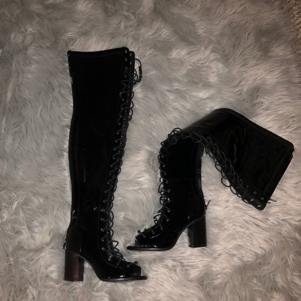 Lace up Knee high boots